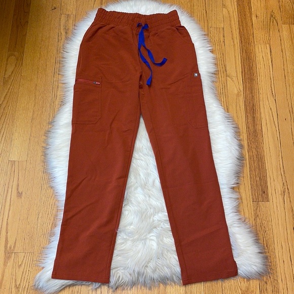 Figs Fall Orange Yola Scrub Pants - Picture 1 of 5
